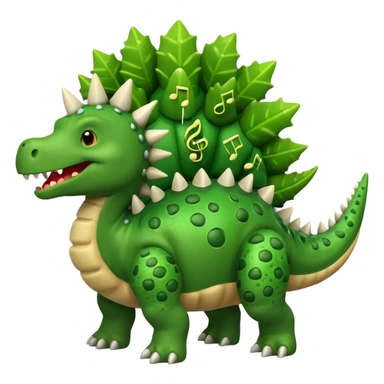 cartoon stegosaurus with music notes sticker