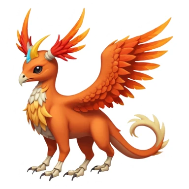 Skeletal feathery fiery winged horned Amaura-Aurorus-Pokémon-Fakémon-hybrid-fusion-creature, full body sticker