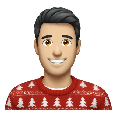 Happy white man with black hair and red christmas jumper and blue jeans  sticker