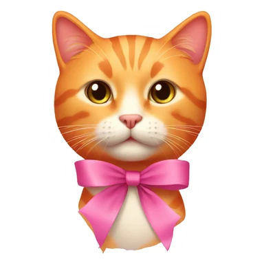Orange cat with pink ribbon sticker