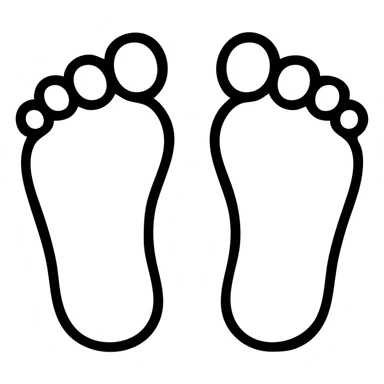 simple icon of two big feet, minimal style sticker