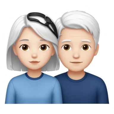 pure white hair, cute Boy girl sticker