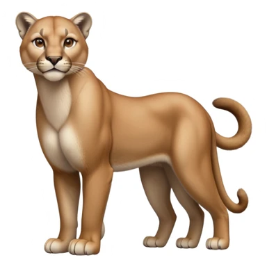 cinematic-[mountain lion]-realistic-full-body-standing-emoji,-muscular-frame-poised-with-grace,-tail-curved-slightly,-head-tilted-dramatically,-sleek-[tan]-fur-(or-majestic-mane-for-lions),-simplified-yet-realistic-focused-features,-highly-detailed,-glowing-with-an-almost-sarcastic-glow sticker