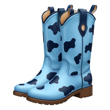 blue cow print boots sticker