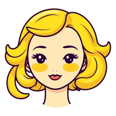 sassy yellow emoji face with long curled eyelashes, thick glossy lips, smirking expression, dramatic eyeshadow, side-eye look, bratty attitude, kawaii style sticker