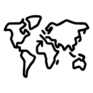 stylized outline world map with a directional arrow from Africa to the UK sticker
