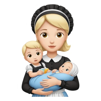 maid with kid and babie sticker
