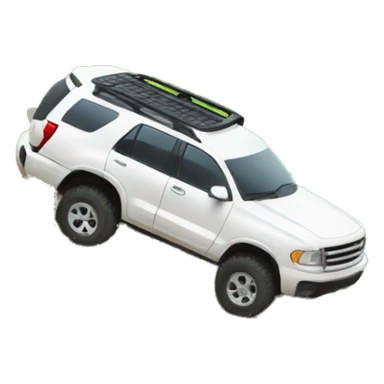 Two streets crossing over a muddy terrain with a fast white suv in the middle sticker