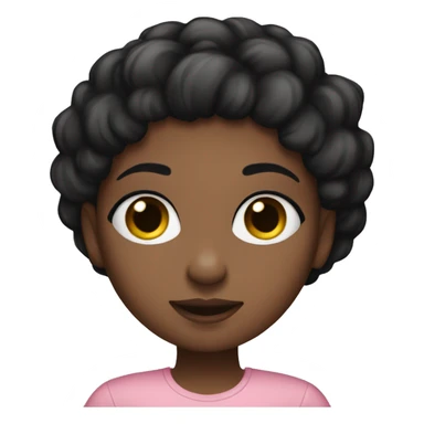 Black hair Brown girl with large black eyes and lashes, a pink shirt sticker