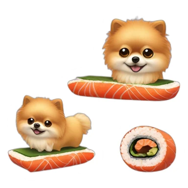 Pomeranian dressed like a sushi roll sticker