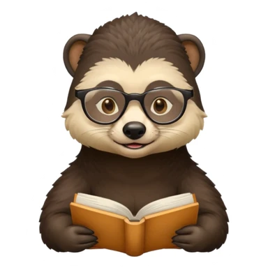 kitap okuyan gözlüklü bal porsuğu sticker