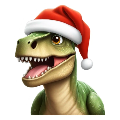 Dinosaur wearing Santa‘s hat ￼ sticker