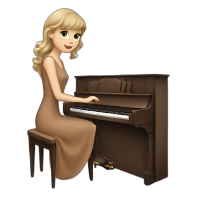 Taylor Swift with a brown dress and she playing piano sticker
