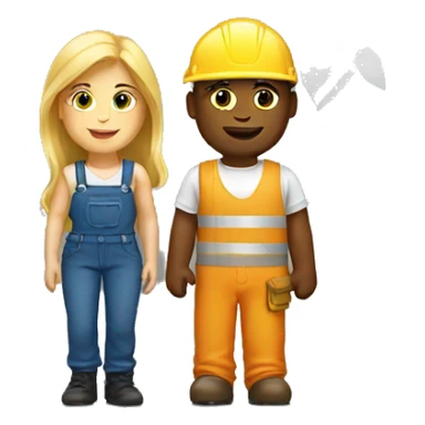 blonde woman and white redhead construction guy sticker