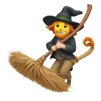 Ginger riding a broom sticker