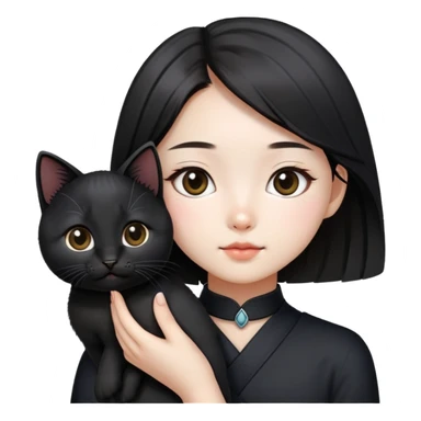 Korean girl with black kitty sticker
