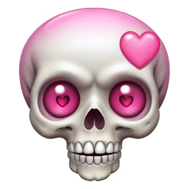 
Cute kawaii skull with a heart shaped pink  nose cartoon -style/cute and transparent for a sticker sticker