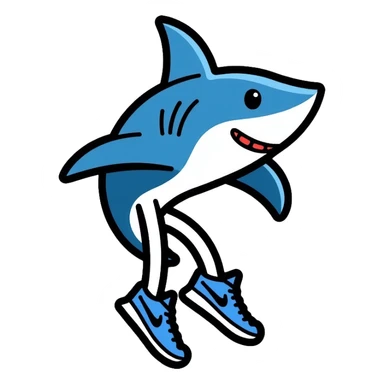 Shark with legs wearing blue Nike shoes sticker
