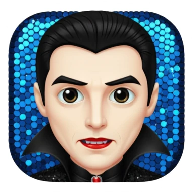 Dracula with black hair, black sequin outfit sticker