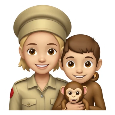 Light skin girl with monkey boy sticker