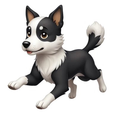 fast running black and white dog sticker