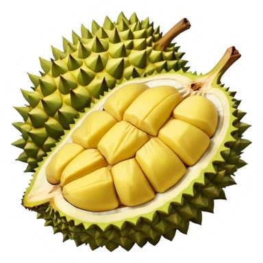 Emoji durian yg terbuka seperempat dan telihat isinya  sticker