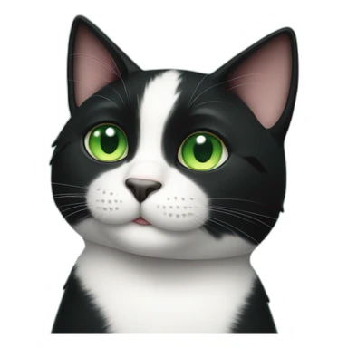 happy tuxedo cat green eye whole body sticker
