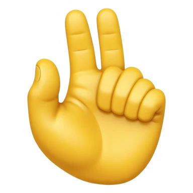 A 3D Apple-style yellow hand emoji, closed fist with thumb pointing backward over the shoulder direction, smooth rounded shape, shiny surface, clean minimal background. sticker