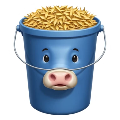 cow feed bucket object icon, bucket full of hay and grains, farm style, 3D cartoon, mobile game icon style, centered, clean background, no text, no watermark
 sticker