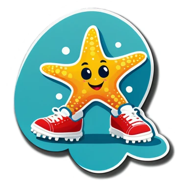 Starfish wearing soccer shoes  sticker