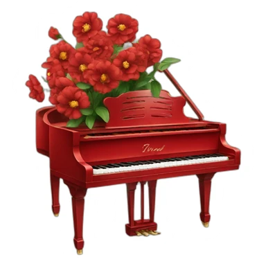 Piano de rojo con flores sticker