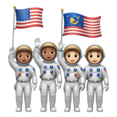astronauts with flag sticker