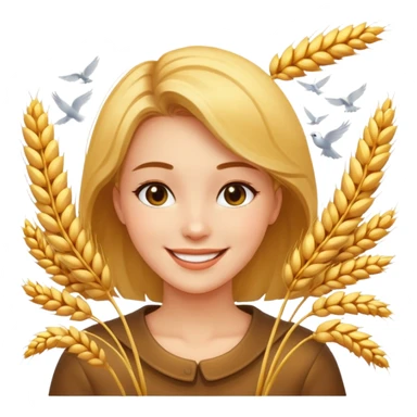 women happy satisfied with wheat flying arround sticker