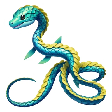 Sleek Serpentine Aquatic Ribbon-bodied Elegant Pokémon-Fakémon-Digimon-Creature, (full body) sticker