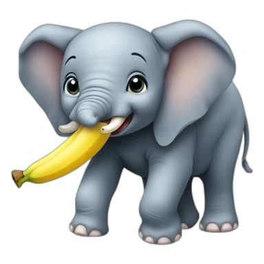 the baby elephant eats a banana sticker