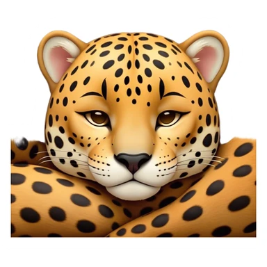 Meme-Worthy cute Sleeping Jaguar Portrait Emoji, Head resting peacefully with a contented smile, showcasing a luxuriously patterned Fur and eyes gently closed in serene slumber, Simplified yet hilariously adorable features, highly detailed, glowing with a soft, drowsy wild light, high shine, relaxed and utterly lovable, stylized with an air of playful laziness, bright and heartwarming, soft glowing outline, capturing the essence of a sleeping jaguar that feels destined to become the next viral sensation of adorable rest! sticker