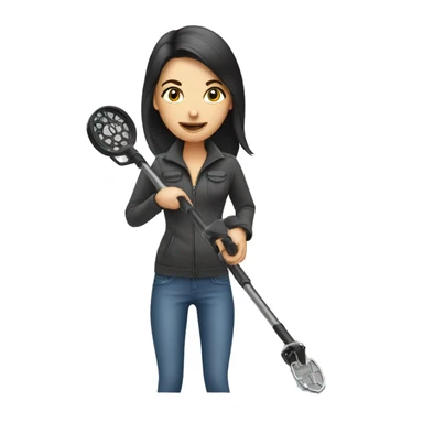 Pretty woman using a metal detector  sticker