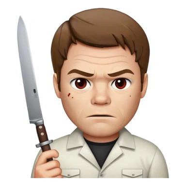 Dexter Morgan holding a knife, serious expression, emoji style sticker