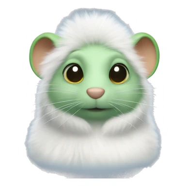Green rat with a fluffy white fur coat  sticker