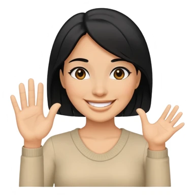 woman with black hair and black eyes greeting sticker