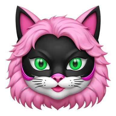 Black cat with a Batman pink mask sticker