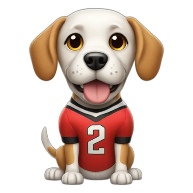 Cartoon Dog football mascot in Southampton jersey sticker