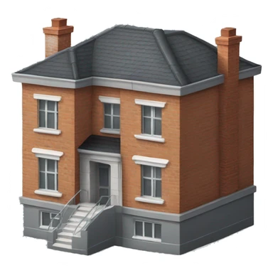 two floors brick house with dark grey windows and grey flat roof sticker