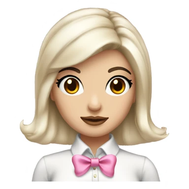 Pink coquette bow girl with amber eyes and black hair sticker