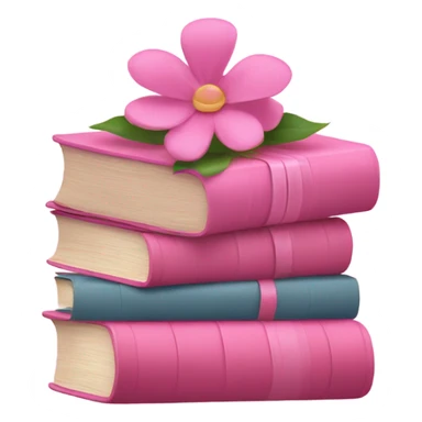Pink book stack with flowers and bow sticker