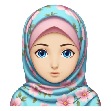 Turkish beautiful finish Konya girl blue eyes with hijab and pastel flowers dress sticker