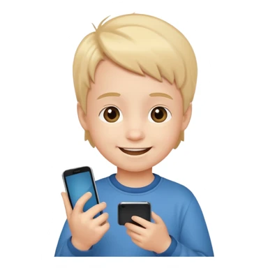 smiling little kid with a phone sticker