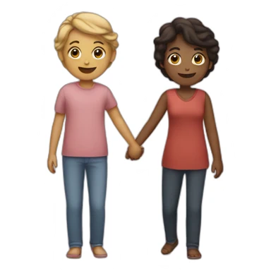 three people holding hands sticker