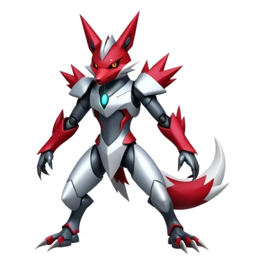 Cyber-Zangoose-Zoroark-Fakémon-creature, full body sticker
