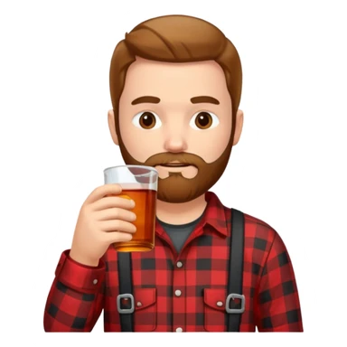I want a Canadian lumberjack wearing a red and black plaid shirt drinking maple syrup sticker